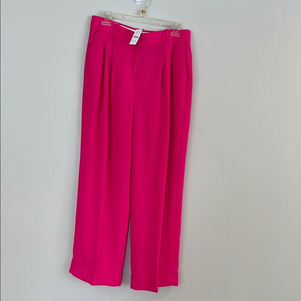 NEW! J. Crew Essential wide leg drapey BS581 neon pink pleated menswear … - Picture 2 of 11